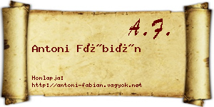 Antoni Fábián névjegykártya